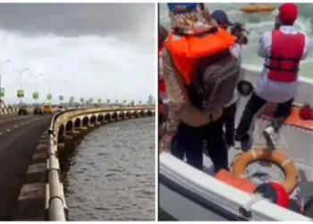 Third Mainland Bridge: Akinrodoye Swims Across Lagos Lagoon