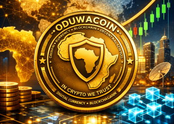 “Digital illustration of OduwaCoin, Africa-focused blockchain cryptocurrency for payments and financial inclusion.”